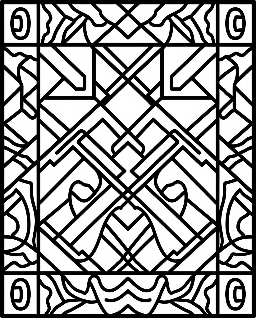 Art Deco Geometric Black White Pattern Rug