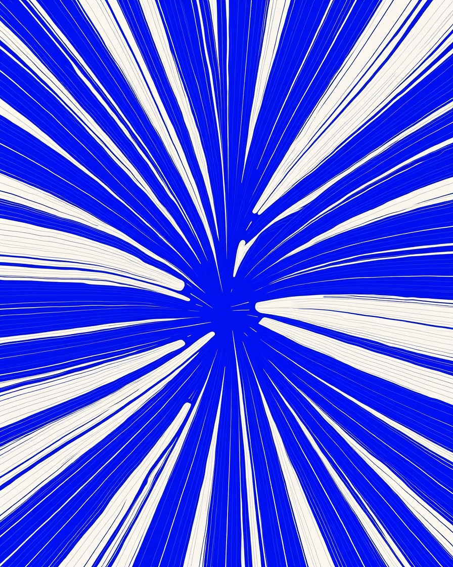 Radiating Blue And Cream Lines Rug