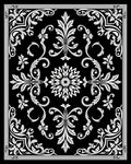 Ornate Black White Floral Scroll Rug