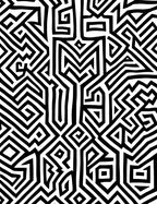 Bold Black White Geometric Maze Rug