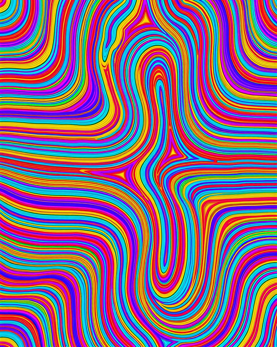 Vibrant Swirls Rainbow Pattern Rug