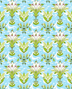 Light Blue Floral Art Nouveau Pattern Rug