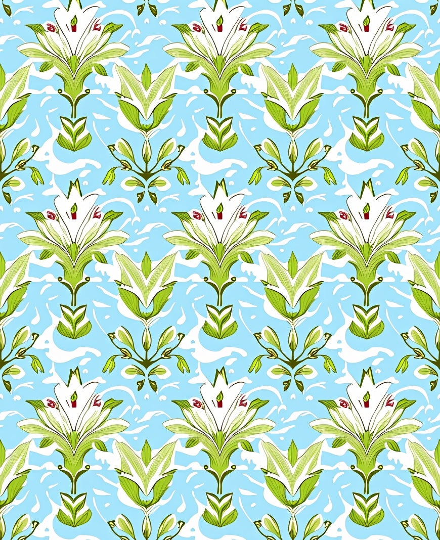 Light Blue Floral Art Nouveau Pattern Rug