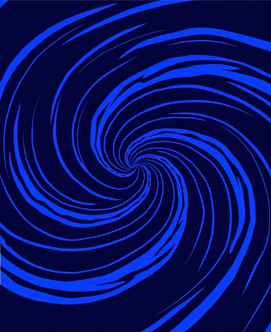 Dark Blue Swirling Spiral Design Rug