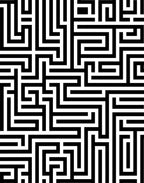 Black White Maze Pattern Rug