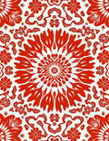 Red Floral Medallion Repeating Pattern Rug