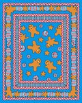 Gingerbread Stars Candy Blue Border Rug