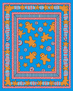 Gingerbread Stars Candy Blue Border Rug