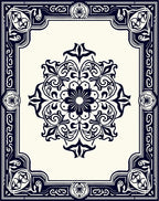 Classic Floral Medallion Border Design Rug