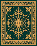 Ornate Gold Floral Scrollwork Rug