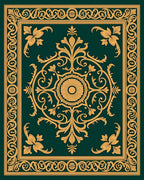 Ornate Gold Floral Scrollwork Rug