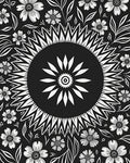 Monochromatic Floral Mandala Graphic Rug
