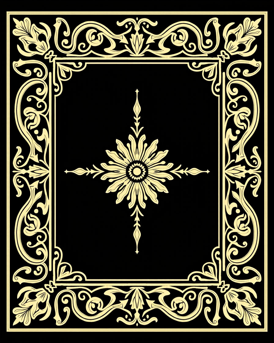 Ornate Floral Border Design Rug