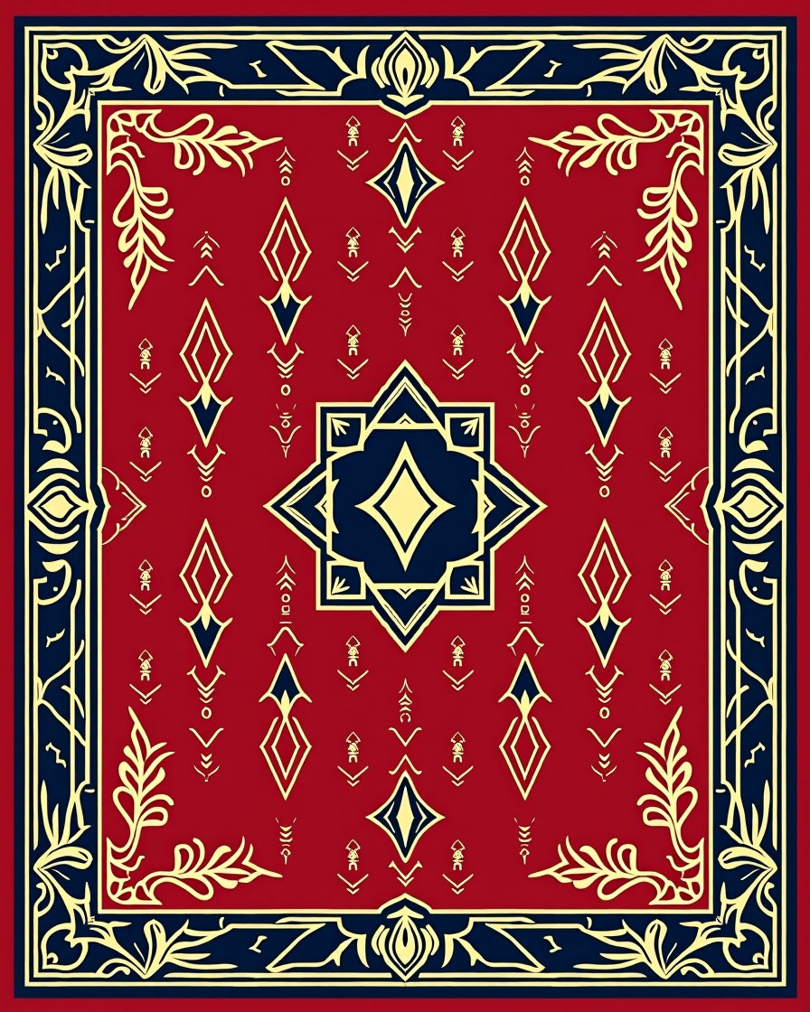 Intricate Diamond Floral Art Rug