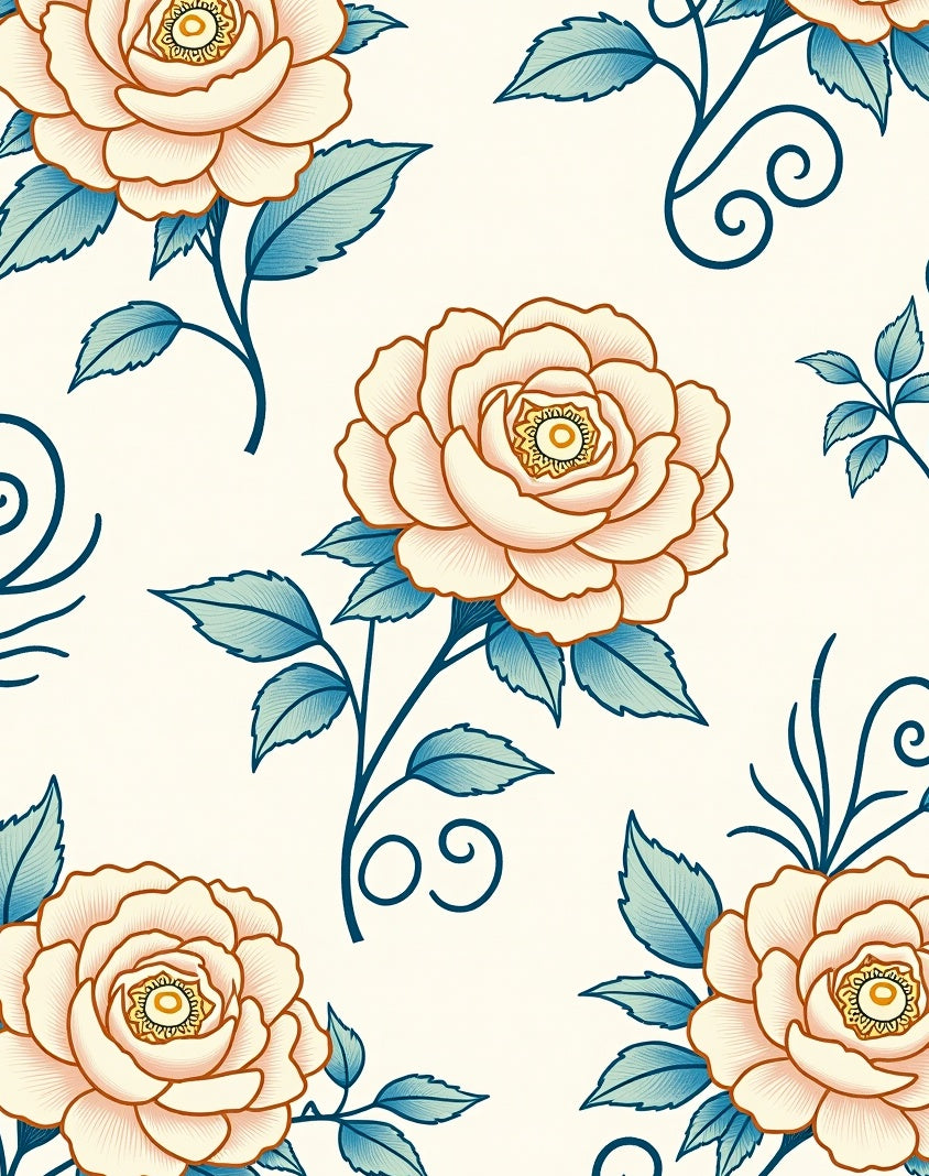Classic Floral Pattern With Petal Details Rug
