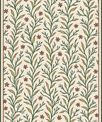 Green Floral Vine Pattern Rug