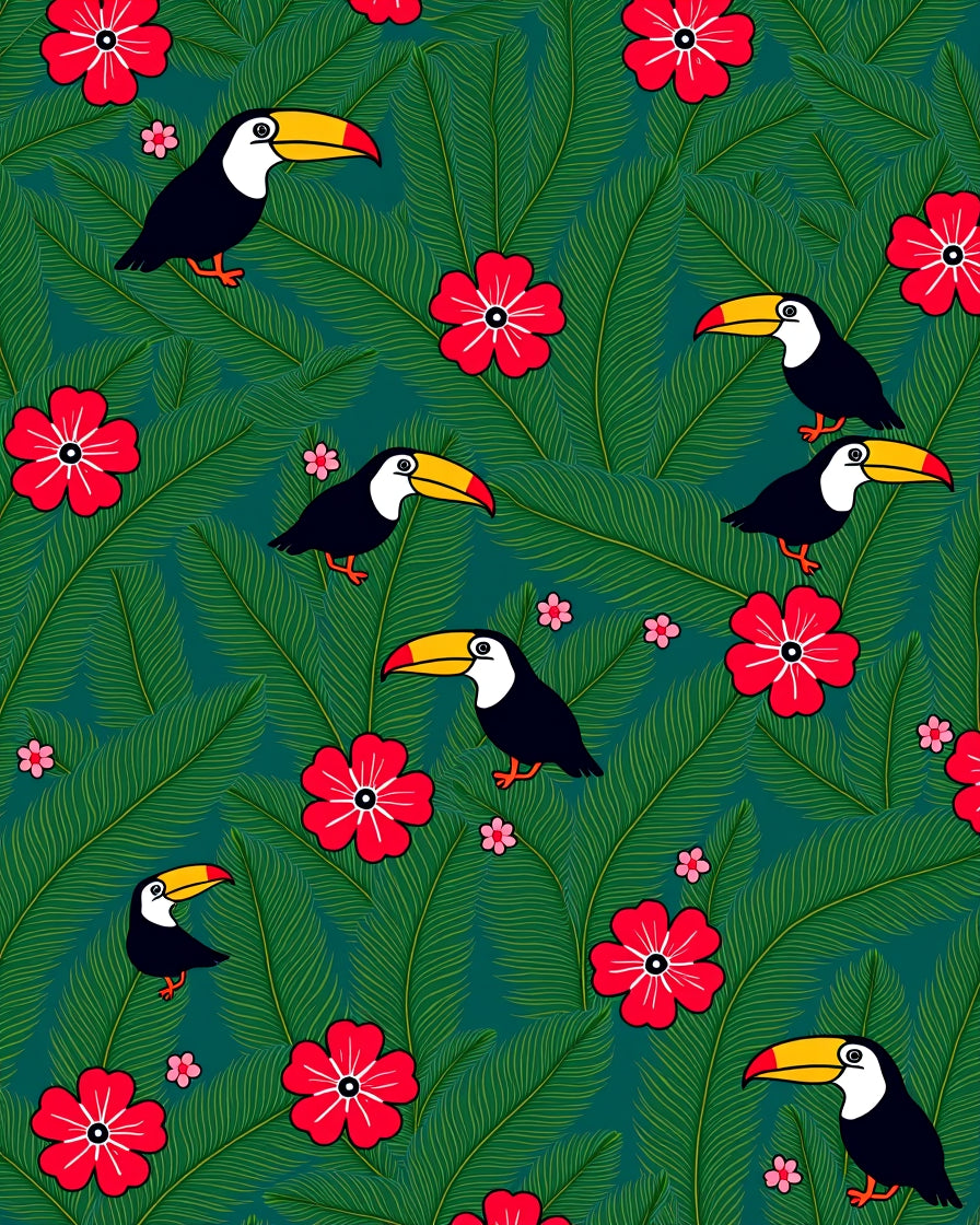 Tropical Toucan Bloom Pattern Rug