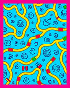Bright Blue Yellow Road Game Play Rug