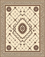 Classic Beige Floral Medallion Pattern Rug
