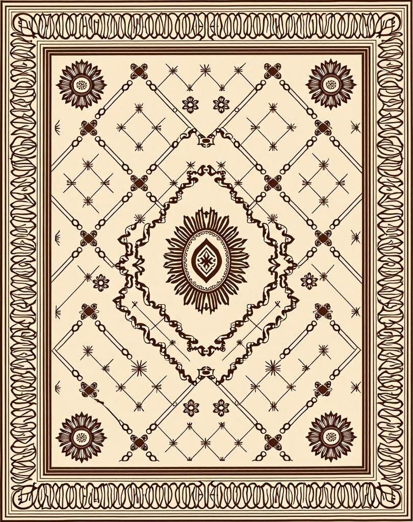 Classic Beige Floral Medallion Pattern Rug