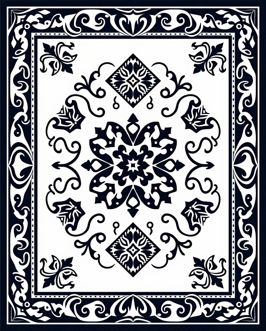 Classic Paisley Intricate Border Design Rug