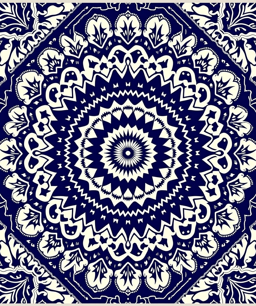 Intricate Starburst Mandala Pattern Rug
