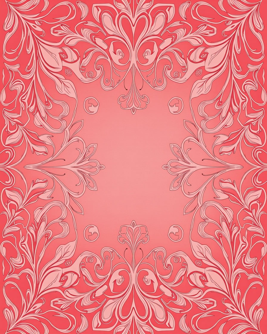Elegant Coral Floral Swirl Design Rug