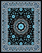 Intricate Blue Floral Mandala Pattern Rug