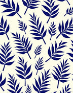 Deep Blue Leaf Pattern Design Rug