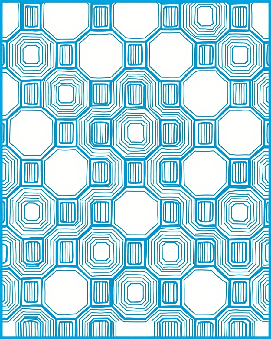 Tiling Octagonal Geometric Contour Design Rug