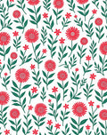 Red Daisy Garden Floral Pattern Rug