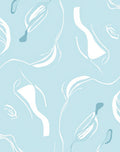 Abstract Floral Swirl Light Blue Rug