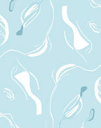 Abstract Floral Swirl Light Blue Rug