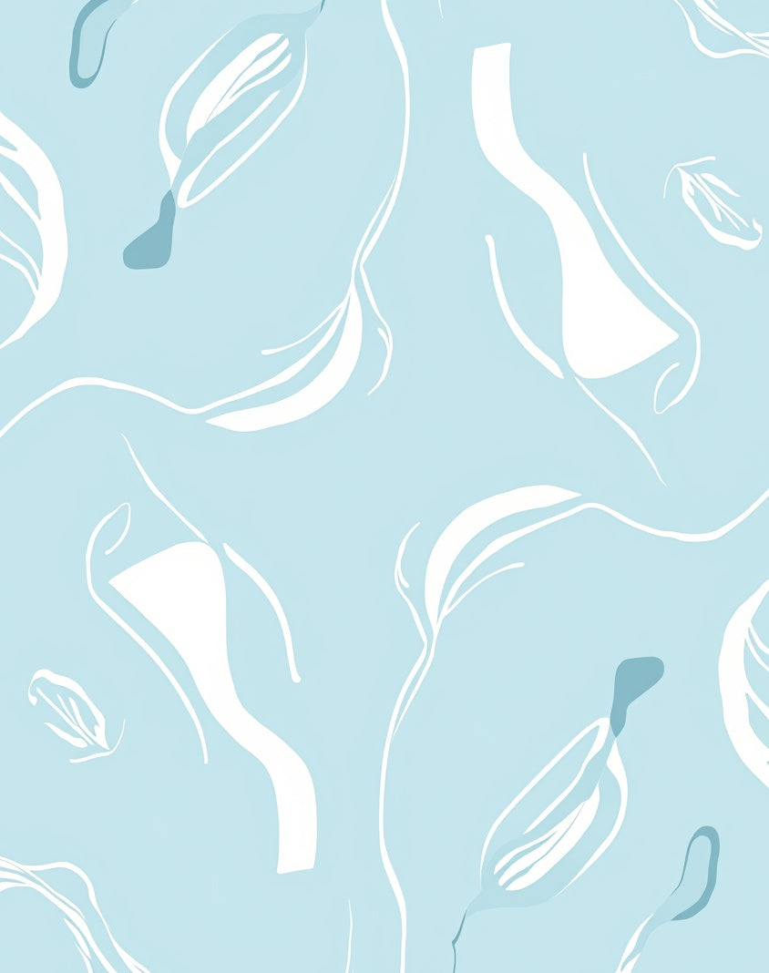Abstract Floral Swirl Light Blue Rug
