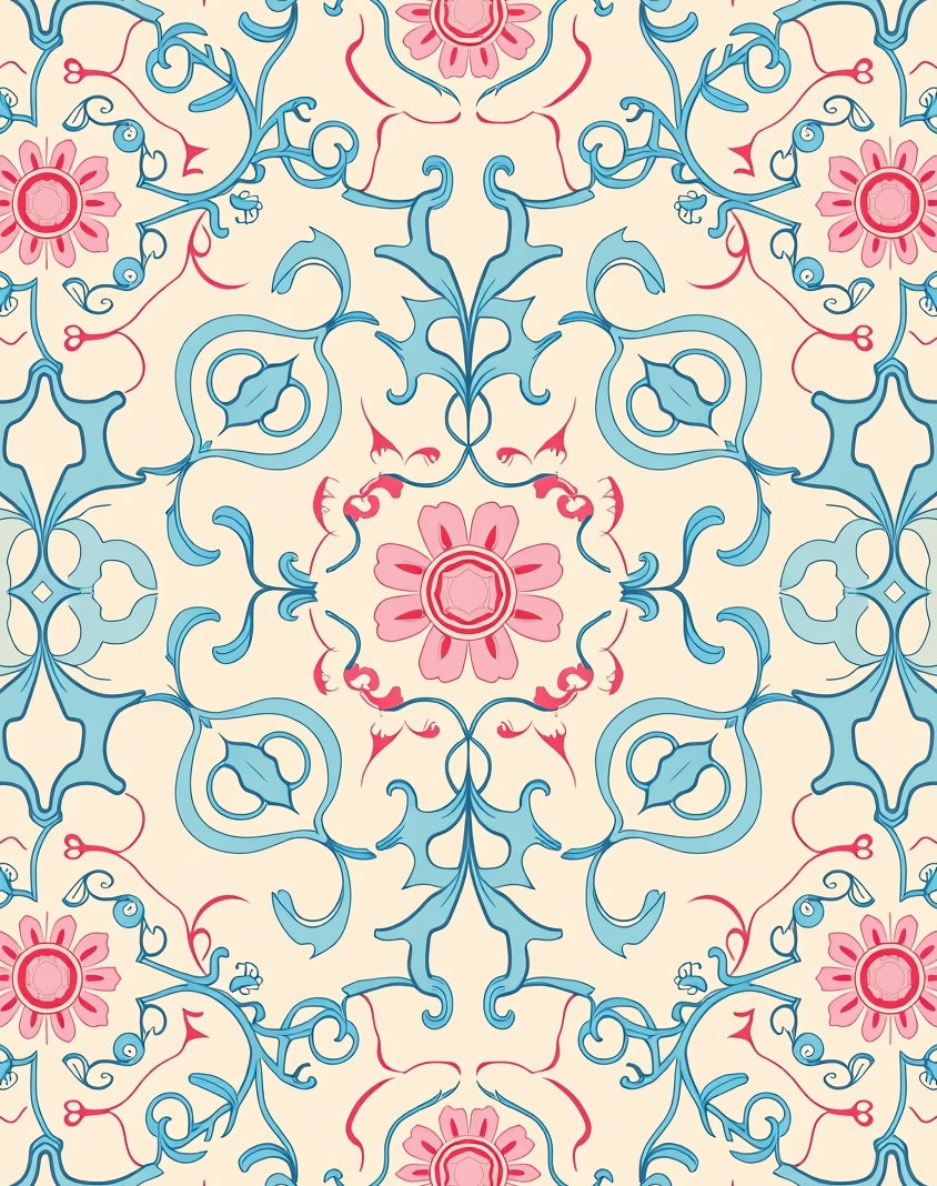 Vintage Floral Vine Pattern Rug
