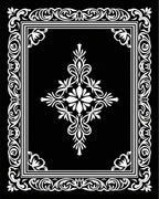 Intricate Black White Scrollwork Design Rug