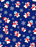 Playful Snowman Red Scarf Snowflakes Rug