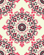 Circular Floral Design With Red Accents Rug