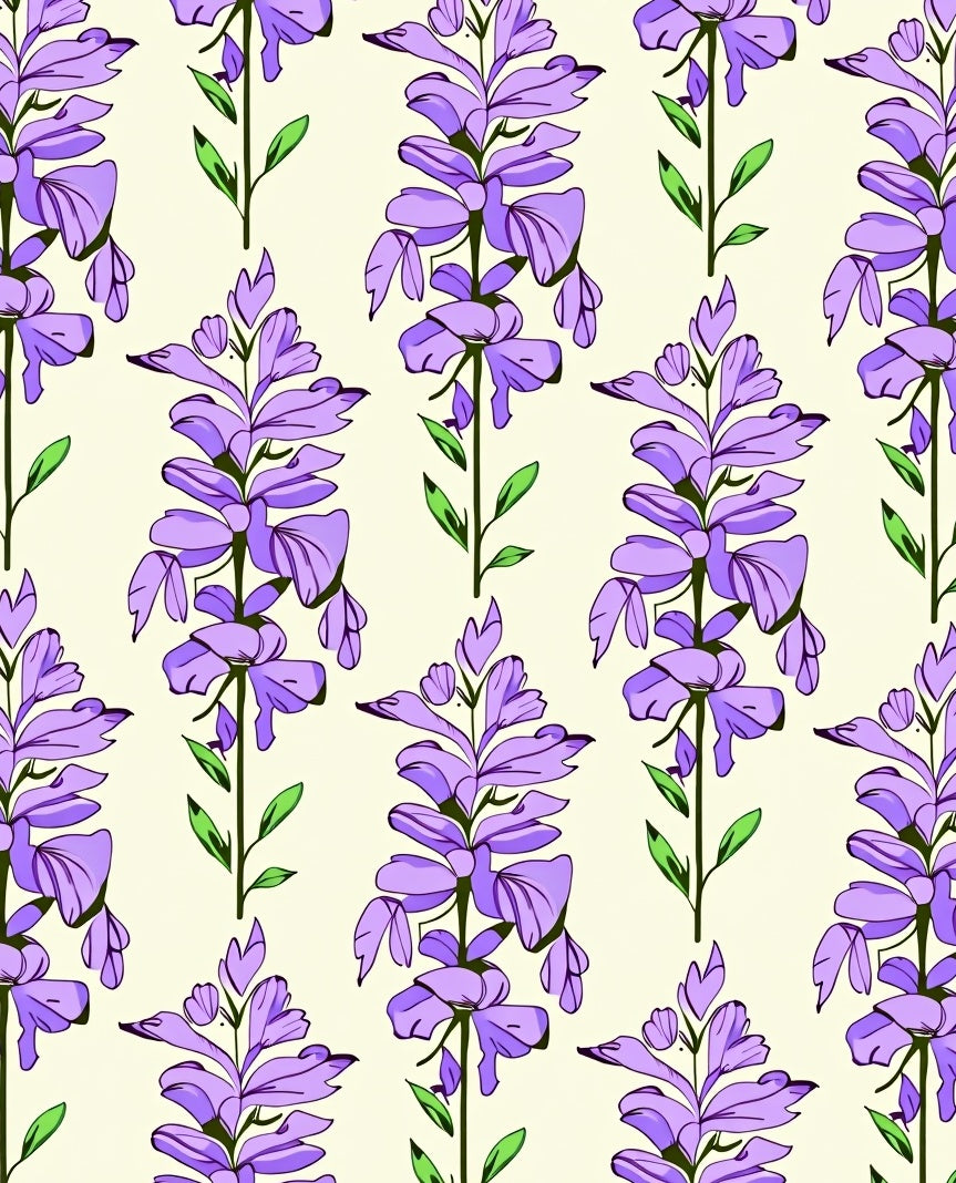 Purple Floral Stem Pattern Design Rug