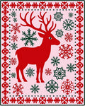 Crimson Deer Snowflakes Pink Rug