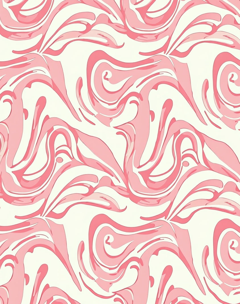Abstract Pink Swirl Pattern Rug