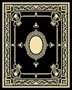 Art Deco Style Black Gold Frame Design Rug