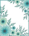 Teal Floral Border With Greenery Rug