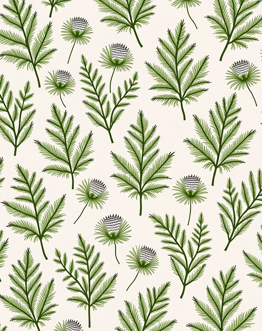 Green Leafy Botanical Pattern Rug
