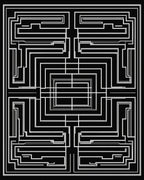 Chic Black White Maze Pattern Rug