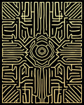 Abstract Golden Maze Pattern Design Rug
