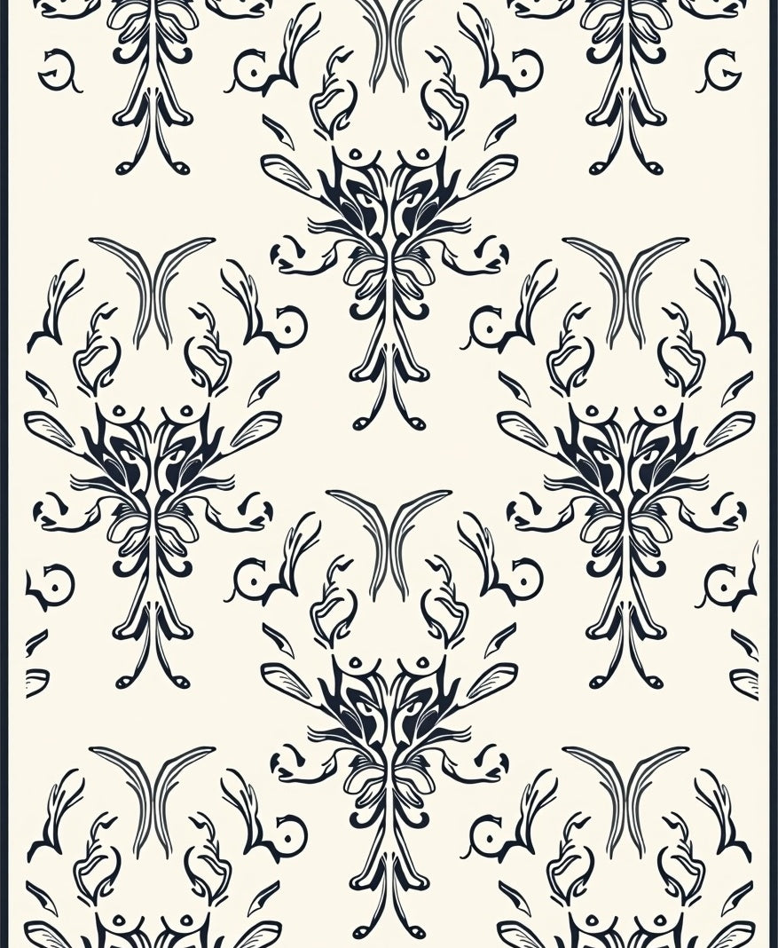Classic Baroque Flourish Pattern Rug