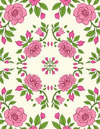 Pink Floral Vines Pattern Rug