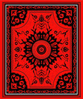 Bold Red Black Medallion Pattern Rug