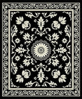 Elegant Black Floral Scrollwork Design Rug